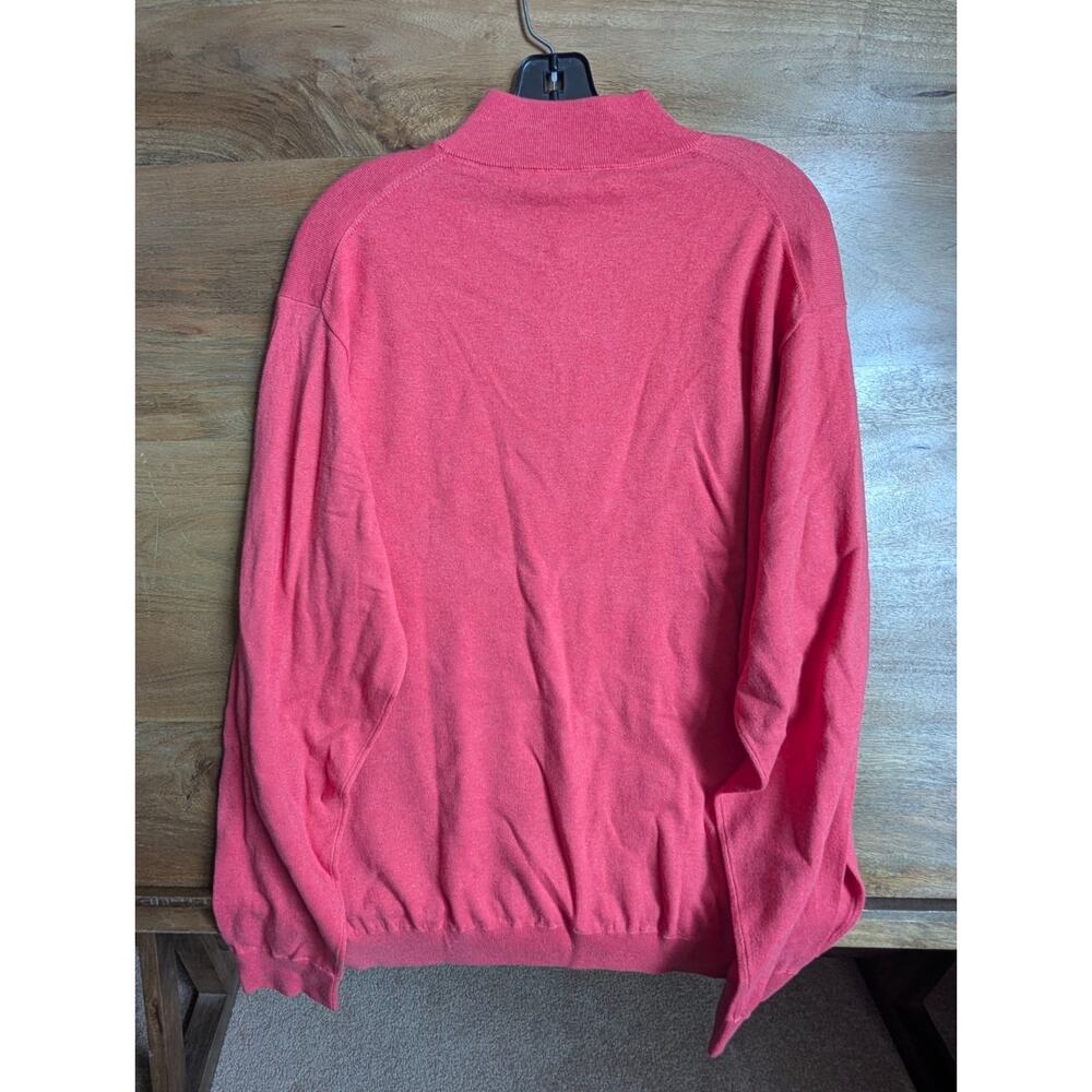 Peter Millar Crown Sweatshirt Mens XL Coral Red Long Sleeve 1/4 Zip MS23S25 NWT - Picture 2 of 4